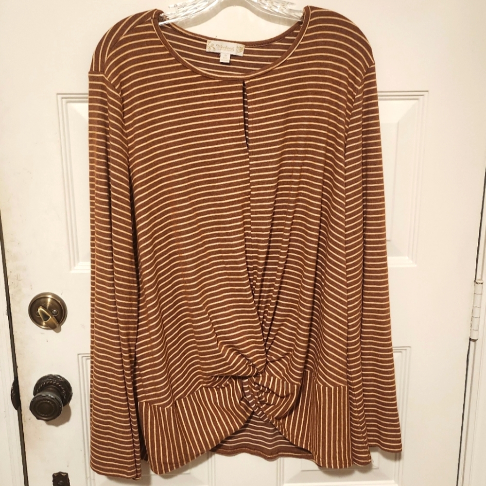Weekend Suzanne Betro Women's Tunic Size 1X Brown /Beige